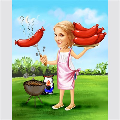 Picnic Girl Caricature from Photo - myDaVinci